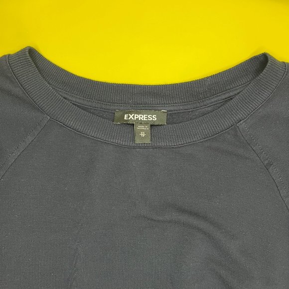Express Sweatshirt with 3/4 length sheer sleeves, Navy, Size XS - Picture 3 of 8